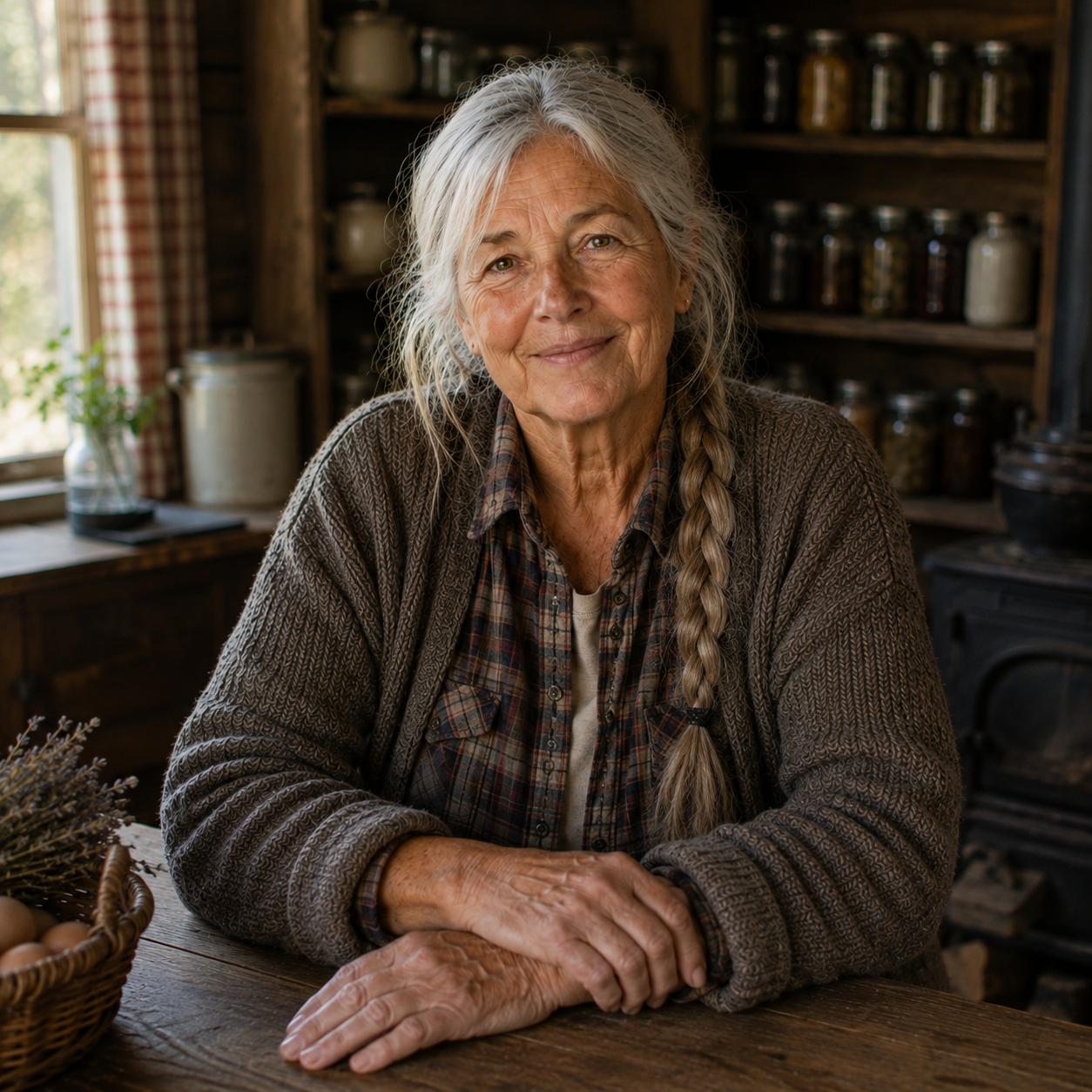 Martha Hayes at her kitchen table